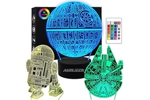 AIRUEEK 3D Night Lights Star Wars Toy with Smart Touch and Remote Control, 16 Color Changing Star Wars Light for Men, Boys, Girls, Kids, Fans, Birthday, Christmas