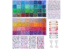 MAIQIEU Pony Beads, 2300 Hair Beads, 1600 pcs Friendship Bracelet Making Kit, 700 Letter Beads for Bracelet Making, Craft Bracelet Beads, Kandi Beads Colourful Beads Easy to Learn DIY Craft Making Kit