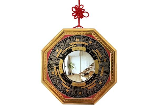 Lahviuu Bagua-spegel, 17,5 cm traditionell kinesisk Feng Shui Bagua konvex spegel, för inredning, hängande tillbehör