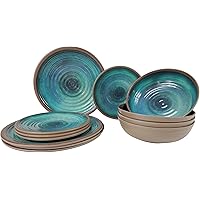 Melamin Geschirr Campinggeschirr-Set 4-Personen 12-teilig Java Essteller Dessertteller Schüsseln