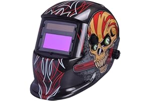 Casco per saldatura auto oscurante Nuzamas ad energia solare, per taglio al plasma con rettifica Arc Tig Mig con gamma di ombreggiatura regolabile DIN4 / 9-13 protezione UV/IV DIN16 Cool Skull