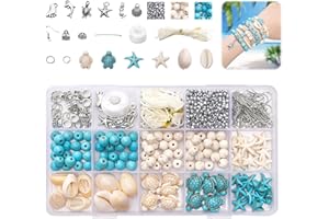 EDDRFY 715PCS Perline per Braccialetti, Ciondoli a Tartaruga Marina, Perline con Conchiglie e Stelle Marine per collane, Perle Portafortuna, Perlines per Bigiotteria fai da te, Kit per Fare Braccialetti