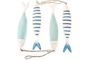 Logbuch-Verlag Set de 4 Peces Decorativos de Metal en Tonos Azules con Cuerda para Colgar - decoración Marina