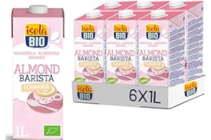 ISOLA BIO Pack de 6 Unidades de 1 L de Bebida Ecológica Vegetal Almendras - Libre de Gluten - Apto para Veganos - Ideal para Tomar Sola, con Café o en Batidos