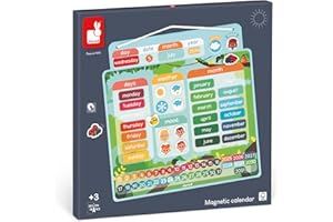Janod - Magnetic Calendar French Version - 71 magnets - Educational Game - Better Understand the Concept of Time and Gain Autonomy - FSC Cardboard Toy - From 3 years - J05459