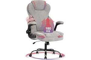 ‎FANTASYLAB Fantasylab Bürostuhl Leinen 180KG belastbarkeit Chefsessel mit hoher Rückenlehne und extra breitem Sitz Schreibtischstuhl Drehsessel Hochbelastbares Metallgestell Schwarz