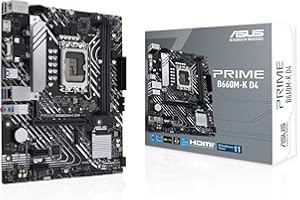 ASUS PRIME B660M-K D4 – Carte mère Intel B660 LGA 1700 mATX (PCIe 4.0, 2 x M.2 slots, DDR4, Realtek 1Gb Ethernet, HDMI, D-Sub, USB 3.2 Gen 1, Contrôle de l’éclairage)