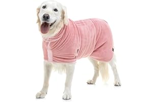 Lucky Paws® Hundebademantel – doppellagiger, Ultra-absorbierender & luxuriös weicher Bademantel Hund – Hunde in Minuten trocknen – Hundehandtuch & Hunde Bademantel in 1 (M, Staubrosa)