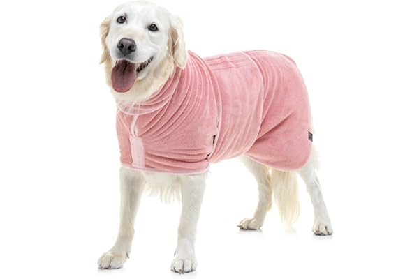 Lucky Paws® Peignoir Chien Super absorbante – Peignoir pour Chien à Double Couche Luxueuse – Serviette Ultra Douce – Séchez Votre toutou sans Effort en Quelques Minutes (M, Rose poudré)