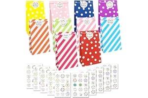 LUZOON Papiertüten 40 Stück Geschenktüten mit 150 Aufkleber Kindergeburtstag Gastgeschenke Candy Tüten zum Verpacken von Geschenken, Giveaways, Hochzeit, Party