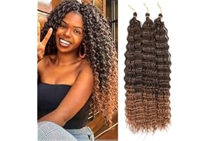 MLETULIPS Ocean Wave Crochet Hair Extensions Deep Wave Braiding Crochet Hair Soft Synthetic Curly Braiding Crochet Hair for Black Women (22 inch (pack of 3）, T4/30#)