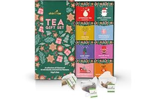 Charbrew Christmas Tea Gift Set – 16 Teabags in Gift Box | 8 Premium Blends (Black, Herbal & Fruit) | Holiday Tea Assortment, Stocking Filler & Gift for Tea Lovers