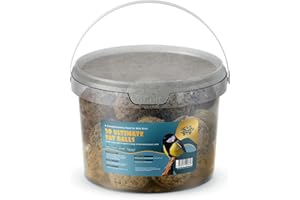 Suet Shop - 30 Ultimate Suet Fat Balls, 3kg Tub - High Energy Bird Food with Human Grade Beef Tallow, Peanuts & Black Sunflower Seeds - All-Season Fat Balls for Wild Birds - Manufactured In The UK