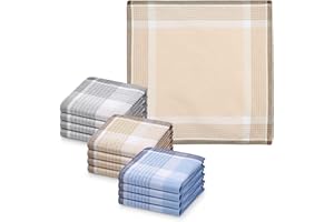 JEMIDI Pañuelos hombre de algodón - Juego 12x pañuelos tela hombre de colores para bolsillo nariz para caballero - Pañuelos de tela cuadrados 40x40 cm - Lavables a máquina