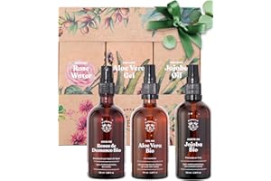 Bionoble Cesta de Regalo para Mujer 3x100ml - Agua de Rosas, Gel Aloe Vera Puro y Aceite de Jojoba Orgánico - Productos naturales en una linda caja - Regalos de cumpleaños a precio especial