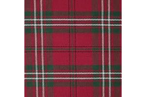 HOMESCAPES Tkanina meblowa z czystej bawełny, Edward Tartan w kratę, czerwono-zielony, 150 cm szerokości, gruba przędza barwiona, do tapicerki, poduszki, miękkie, meble, ciężki materiał sukni, na metr