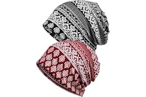 WULIQIUQIU 2 Pack Cotton Slouchy Beanie Hats, Chemo Hat Cap Scarf for Women and Men