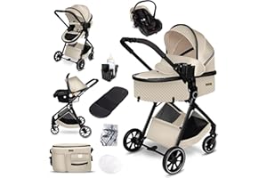 GaGaDumi SoHo poussette combinée 3-en-1 avec siège auto i-Size, certifiée TÜV, nacelle, poussette, ultra légère (env. 7 kg), habillage pluie, moustiquaire, sac à langer, panier et porte-gobelet