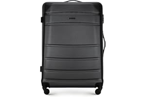 WITTCHEN Maleta de Viaje Equipaje de Mano Maleta de Cabina Maleta de ABS con 4 Ruedas giratorias Cerradura de combinación Asa telescópica Globe Line Tamaño L Negro