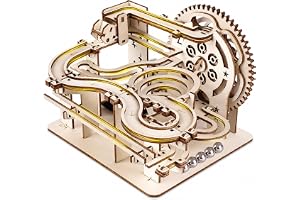 ZhouWei Puzzle 3D trämodeller, marmor racing mekanisk modell kit | Konstruktion med 5 kulor Marble Run 3D-träpussel mekanisk växel, modellpresent för nybörjare