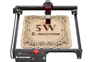 Mecpow X3 Incisore Laser - Taglio Laser 5W per Legno e Metallo, 60W Macchina per Incisione con Stop di Emergenza, Rilevamento Fiamma e Giroscopio, Area di Lavoro 410 x 400mm