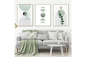 LMYSUFI Lot de 3 posters bohémiens, plantes vertes, moderne, abstrait, décoration murale, sans cadre, 40 x 50 cm (A)