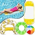 Lubibi Inflatable Pool Float Set with Water Hammock, Float Pool Chair, Fruit Swimming Ring, Beach Ball, Swimming Pool Inflatables for Kids Adults, Family, Summer Pool Party