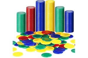 Harrycle 400 Pezzi di Fiches da Poker in Plastica Chip di Gioco Bianco 4 Colori Gioco Imparare Matematica per Bambini Conteggio Bingo Chip in Bianco (Rosso, Blu, Verde, Giallo, 0,86 Pollici)