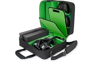 USA Gear Custodia Xbox - Custodia per Console Compatibile con Xbox Series X e Xbox Series S con Interni Personalizzabili per Controller, Giochi, Cuffie da Gioco e Altri Accessori da Gioco (Verde)