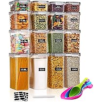 Set 4 Contenitori Alimentari Vtopmart 2.8L Con Coperchio - Nero, Senza BPA + 24 Etichette