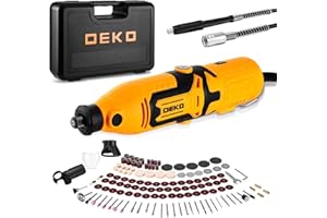 Mini amoladora rotativa multiusos: DEKOPRO 170 W, kit de accesorios 127, velocidad variable 8000-35000 rpm - Herramienta multiusos para cortar, taladrar, pulir, limpiar, Amarillo