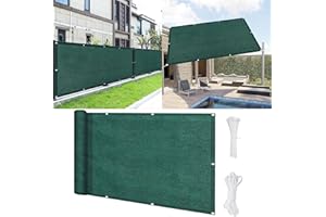 SUNLIMEI Pantalla para Balcón 95 x 350 cm Resistente Al Viento Mallas Protección Visual Balcon con Ojales Cuerda para Patio Al Aire Libre Apartamento, Patio, Verde Oscuro