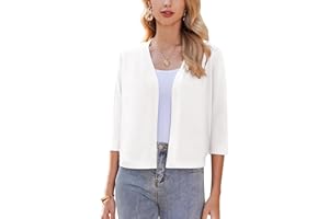 Zeagoo Damen Bolero Elegant Strickjacke Kurz Bolerojacke 3/4 Ärmel Schulterjacke Festlich Kurze Jacke zum Kleid Open Front Cardigan S-XXL