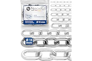 200-cm = 2-metri 13-mm di spessore catena in acciaio inossidabile inox V4A a maglia corta da NietFullThings in un unico pezzo catena di ancoraggio DIN 5685 DIN 766 2-m