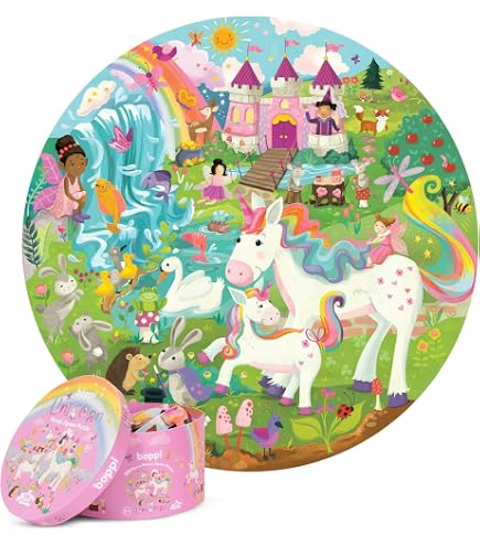Janod Puzzle 54 Pièces Licorne – Valisette Portable, Affiche Incluse, Motricité Fine & Concentration Dès 5 Ans, Made In France FSC
