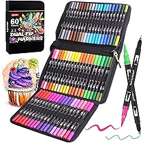 YJYHART Feutres Pinceaux 24 Couleurs Feutres Aquarelle Stylo Marqueur à Pointe Double Avec Stylos à Pointe Fine 21 Pcs Crayons De Dessin Crayons De Croquis Kit Pour Peinture