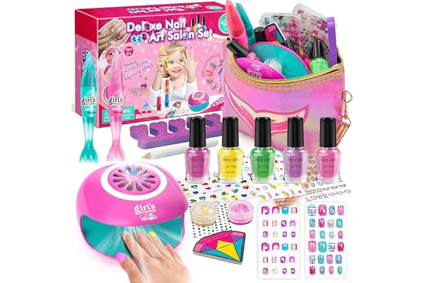 LemonDream Ensembles de vernis à ongles pour filles, vernis à ongles à base d'eau pour enfants, cadeaux pour filles de 6, 7, 8, 9, 10, 11, 12, kit de nail art pour enfants, cadeaux d'anniversaire pour