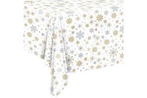 BFB Christmas Snowflake Party Table Covers 54 x 108in Disposable Tablecloths Pack of 2, 137 x 274cm
