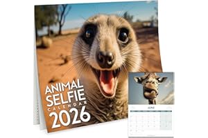WORLD OF WALLCHARTS 2026 Calendar UK – Funny Animal Selfies Wall Calendar 2026 for Kids & Adults – Hilarious Animal Selfie, Family Organiser Wall Planner, Gift Idea Funny 2026 UK Edition