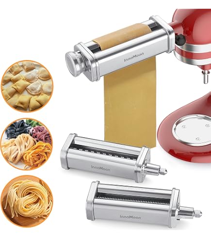 6-in-1 Pasta Maker Aufsatz Für KitchenAid Standmixer – Mit 6 Nudelformen & Reinigungsbürste