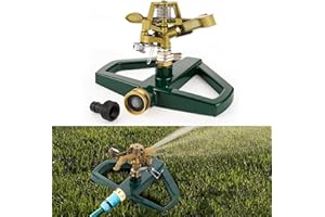 MEYUXG Sprokler de Césped con Base de Metal, Rociador de Césped Rotativo 360 °para Grandes Cubiertas de Superficie, Sistema de Riego para Céspedes, Plantas, Céspedes de Agua de Jardín