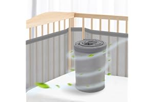 WYSWYG Cot Bumper with Breathable Mesh,2 PCS Baby Cot Bumpers Safer Cot Liner,Breathable Bed Bumper for Toddlers Fits 140×70cm 4 Panel Cot,Grey