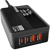 MANTO USB C Charger 100W GAN with LED Display, Fast Charger with 2 Type-C + 2 Type-A Ports, Compatible with MacBook, iPhone,