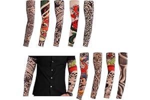 Konsait 9 Stück Tattoo Ärmel Tattoo Armstrumpfe Männer Tattoo Strumpf Arm Unisex Nylon Temporäre Tattoos Armstrümpfe Arm Sleeve für Frauen Karneval Fasching Party
