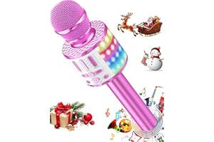 MICQUTR Bluetooth Mikrofon Karaoke, Drahtloses LED Karaoke Mikrofon mit Lautsprecher Tonaufnahme für Party Podcast Familie, Kompatibel mit Android IOS PC - Geschenke für Erwachsene und Kinder