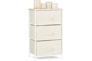 Relaxdays Mobiletto con 3 Cassetti, Mobile Cassettiera, in Tessuto, Acciaio e Legno MDF, HxLxP: 73 x 45 x 30 cm, Beige