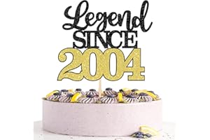 SYKYCTCY 1 Pack Legend Since 2004 Cake Topper Glitter Happy 21st Birthday Cake Pick Cake Decorations for Cheers to 21st Birthday Wedding Anniversary Party Supplies