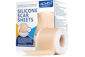 FVVSIEDK Silicone Scar Sheets(1.8"x120"-3M),Medical Grade Silicone Scar Tape,Silicone Strips for Scar Healing,Painless Scar Removal Tape for All Surgical Incisions,C-Section,Burn,Keloid,Acne