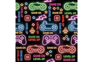 CHDITB Gamer Wallpaper Self Adhesive,Boys Bedroom Wallpaper(44x300cm) Neon Gaming Wall Sticker,Gift for Kids Son,3D Game Wall Paper for Gamer Gift,Video Game Wallpaper for Playroom Game Room