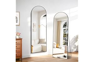 Weare Home Espejo de Cuerpo Entero, 161 x 52 cm Espejo de Pie Cuerpo Entero Curvado, espejo grande cuerpo entero Espejo de Pared con Marco de Aleación de Aluminio y Soporte para Sala Dormitorio(Negro)